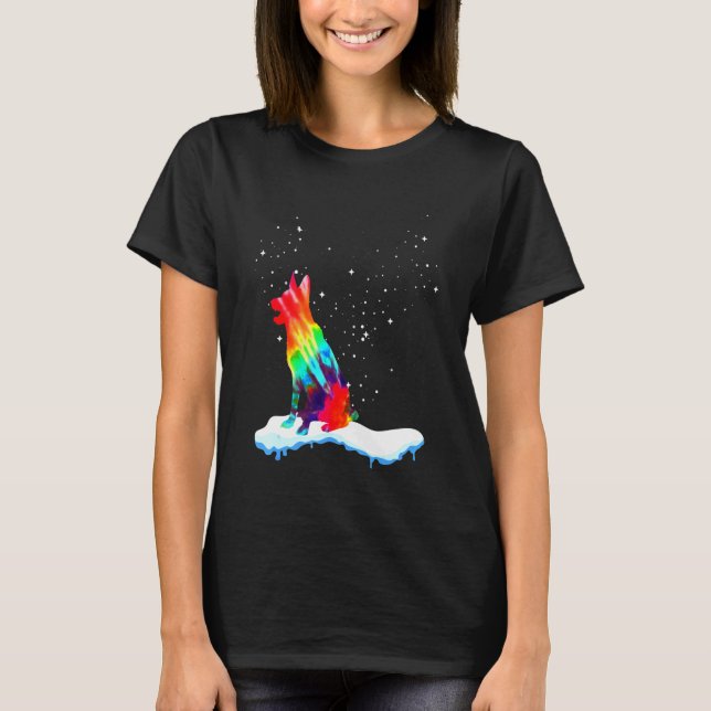 Camiseta German shepherd Ocean Tie Dye Rainbow Costume (Frente)