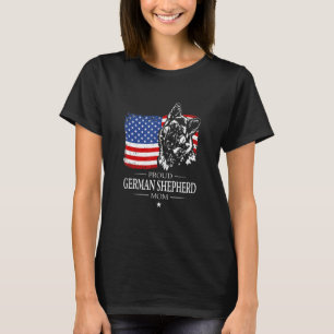 Camiseta German shepherd orgulhoso Mãe Bandeira Americana P