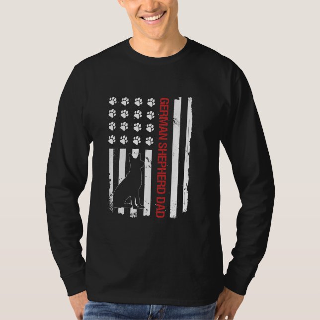 Camiseta German shepherd Pai Usa Flag Dog Lover (Frente)