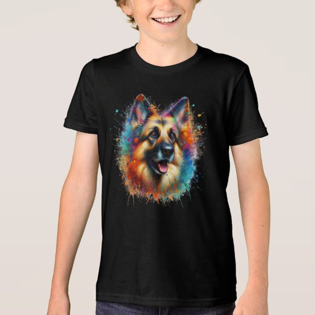 Camiseta German shepherd Paint Splatter (Frente)