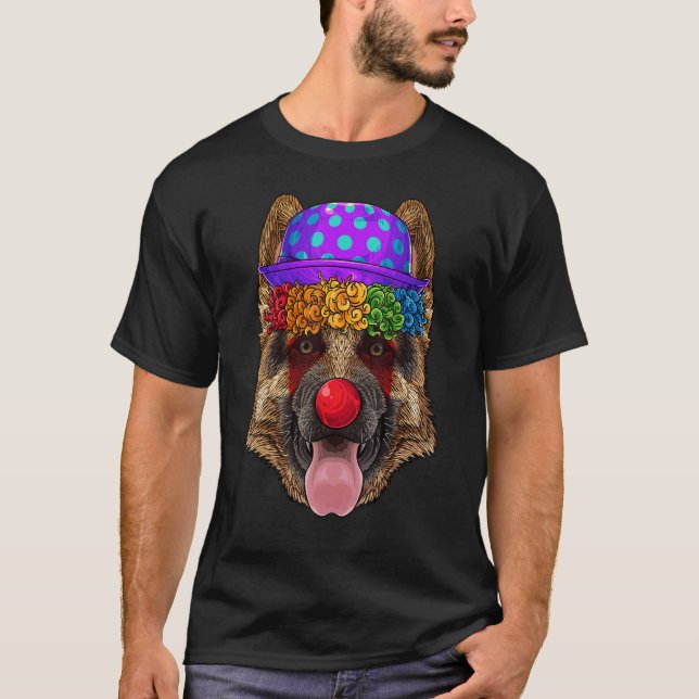 Camiseta German shepherd Palhaço de Carnaval Figurino Pa (Frente)