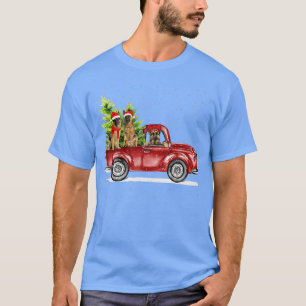 Camiseta German shepherd Papais noeis Red Truck Snow Natal