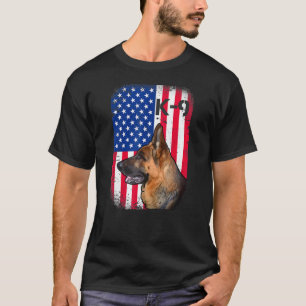 Camiseta German shepherd Patriótico Americano Flag K 9 Unit