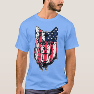 Camiseta German shepherd Patriótico - Cão de Bandeira Ameri