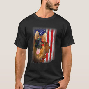 Camiseta German shepherd Patriótico - Cão de Bandeira Ameri
