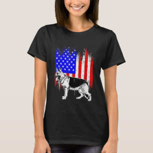 Camiseta German shepherd Patriótico Lover do Cão de Bandeir