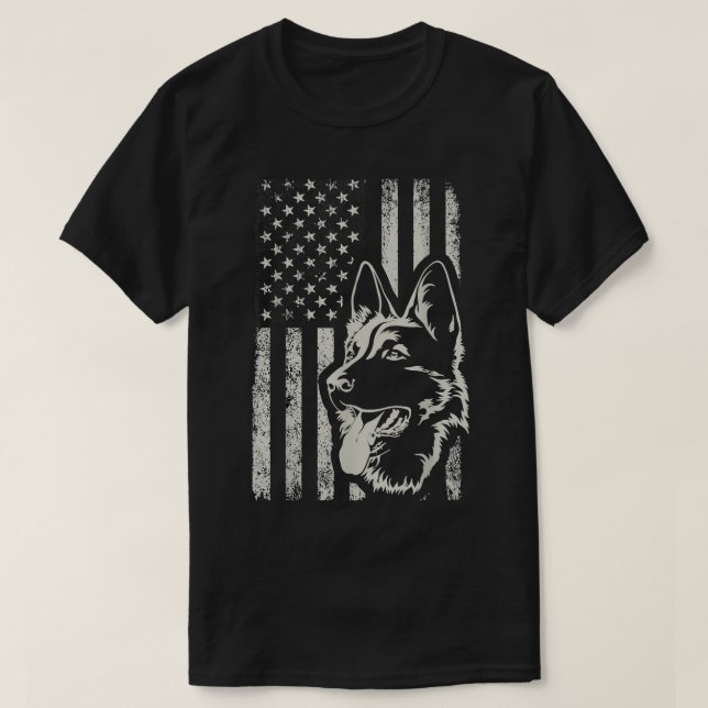 Camiseta German shepherd Patriótico, sobrevoado de Cachorro (Frente do Design)