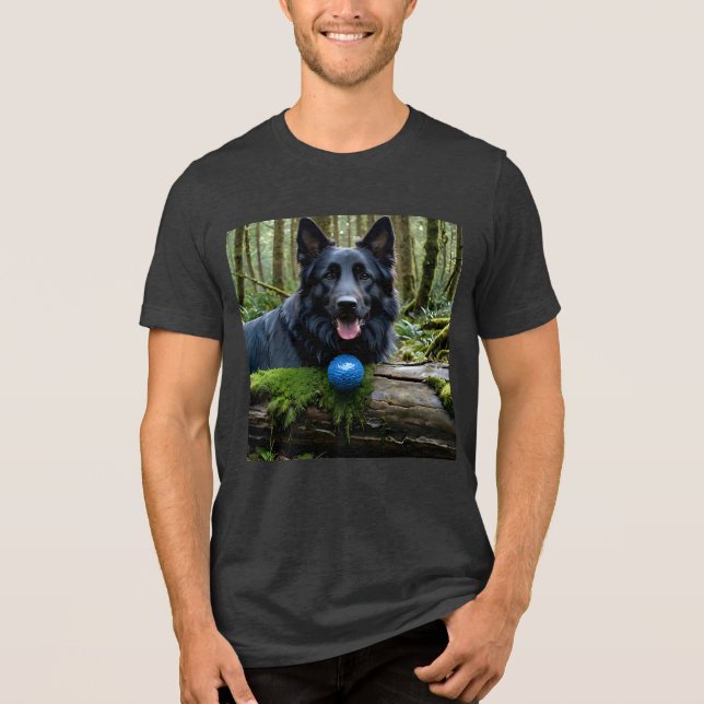 Camiseta German shepherd preto com esfera (Frente)