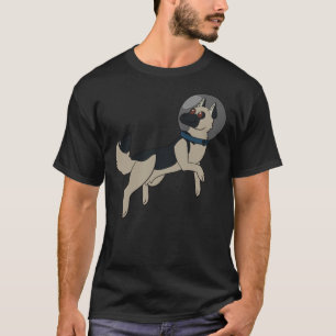 Camiseta German shepherd Preto E Prateado No Espaço