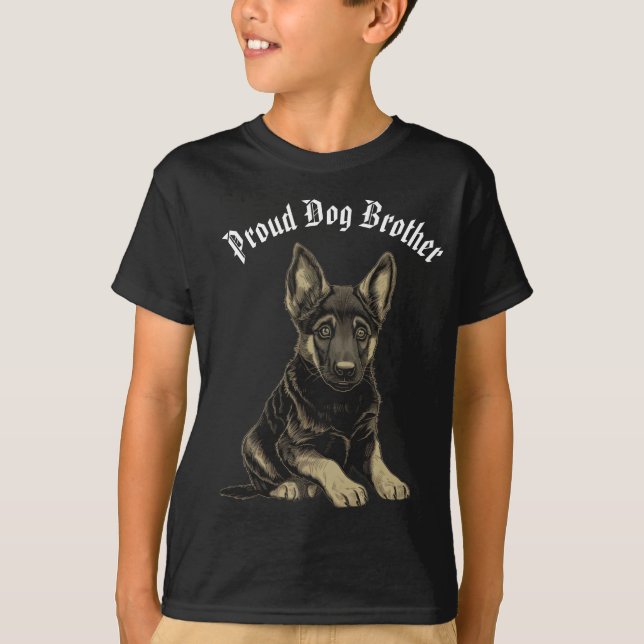 Camiseta German shepherd Puppy Dog Brother Editável (Frente)