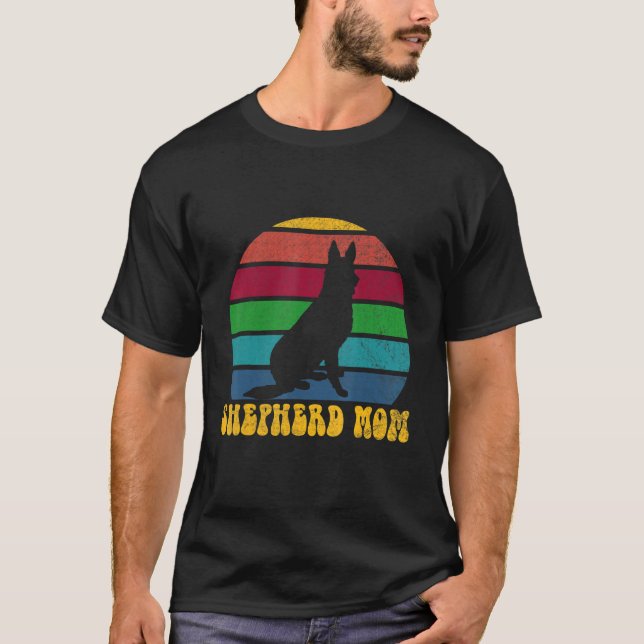 Camiseta German shepherd Retro Mãe Cachorro Mãe Pet Shepard (Frente)