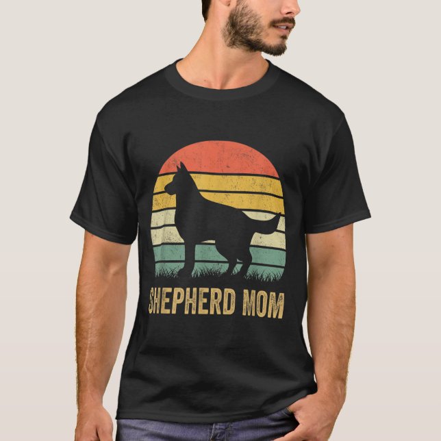 Camiseta German shepherd Retro Mãe Dom Cachorro Mãe Pet She (Frente)