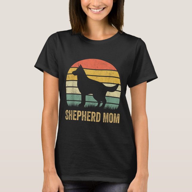 Camiseta German shepherd Retro Mãe Dom Cachorro Mãe Pet She (Frente)