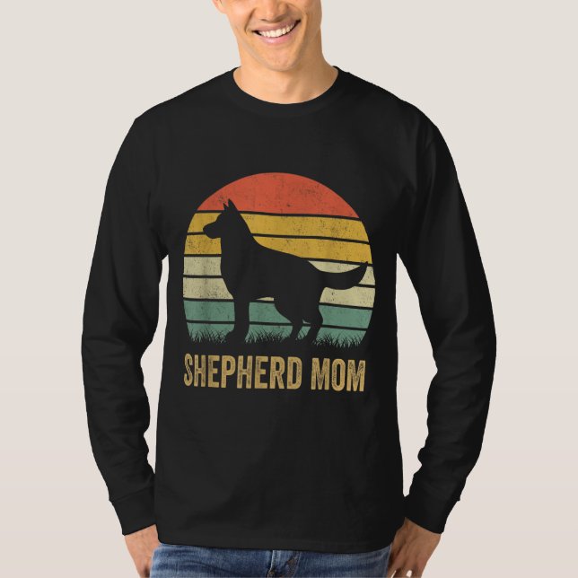 Camiseta German shepherd Retro Mãe Dom Cachorro Mãe Pet She (Frente)