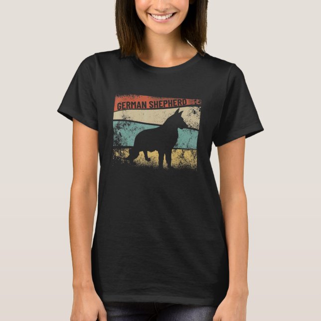 Camiseta German shepherd Retro Raça de Cachorro Silhuette A (Frente)