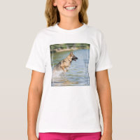 German shepherd Salta Em Água