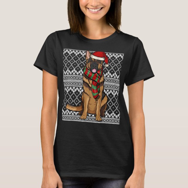 Camiseta German shepherd Santa Claus Hat Xmas (Frente)