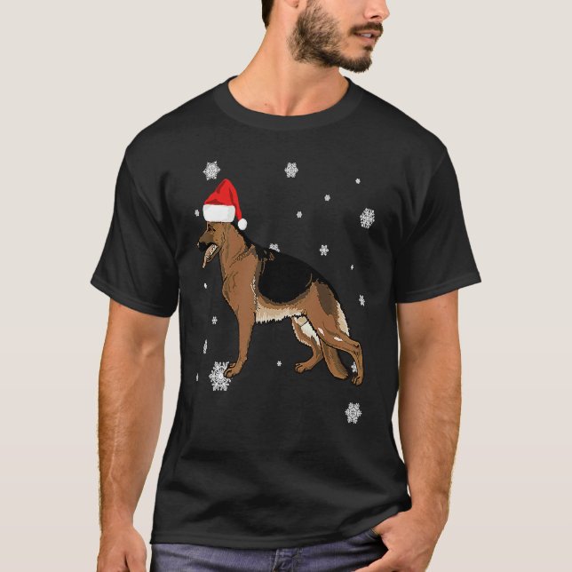 Camiseta German Shepherd Santa Ha Christmas Dog (Frente)