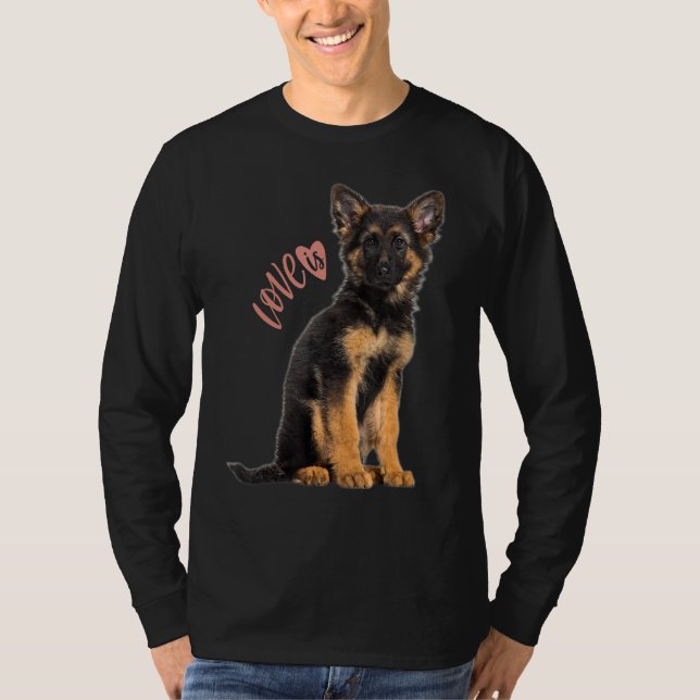 Camiseta German shepherd Shepard Cachorro Mãe Pai Adorável  (Frente)