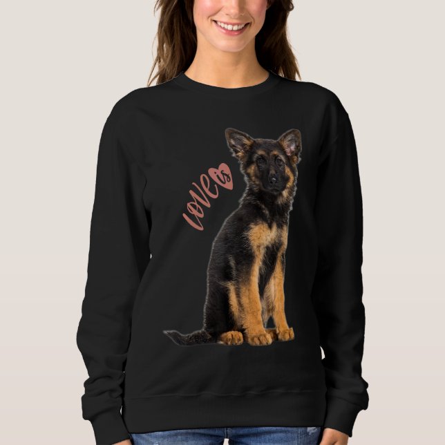 Camiseta German shepherd Shepard Cachorro Mãe Pai Adorável  (Frente)