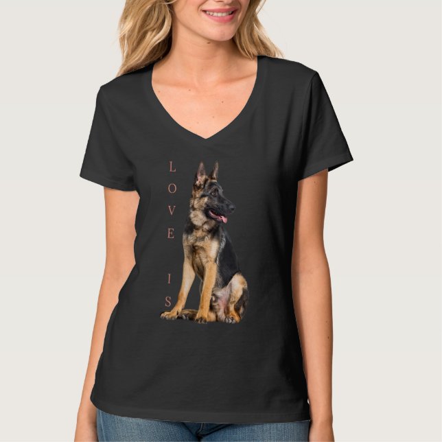 Camiseta German shepherd Shepard Cachorro Mãe Pai Amor Pet  (Frente)