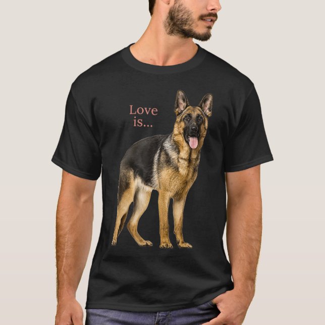 Camiseta German Shepherd  Shepard Dog Mom Dad Love Pet (Frente)