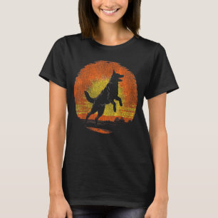 Camiseta German shepherd Silhouch Cachorro Funny Vintage Re