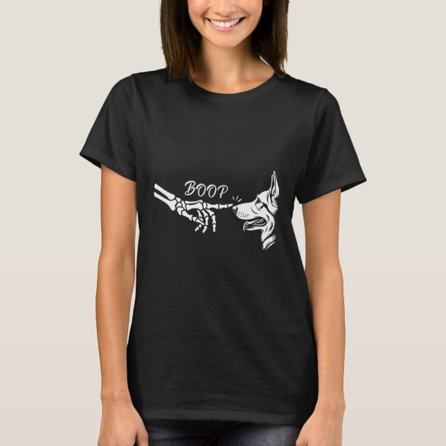Camiseta German shepherd Skeleton Boop Halloween Pet W (Frente)