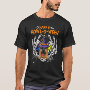 Camiseta German shepherd Skeleton Heart Howl O Ween C