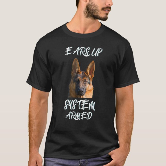 Camiseta German shepherd sobe o sistema armado (Frente)