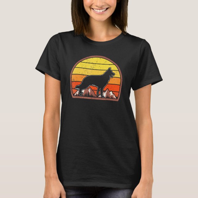 Camiseta German shepherd Sunset Silhouette Vintage (Frente)