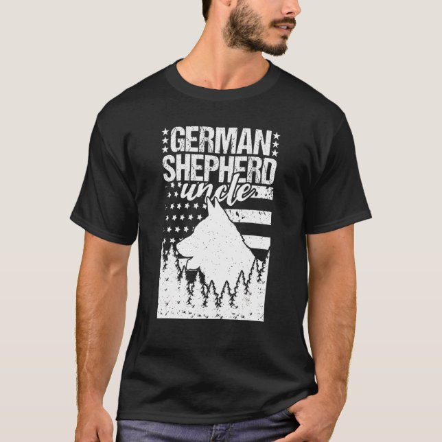 Camiseta German Shepherd Uncle Dog American Flag 4th Of Jul (Frente)
