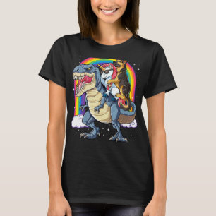 Camiseta German shepherd Unicorn Dinossauro T Rex Girls Rai