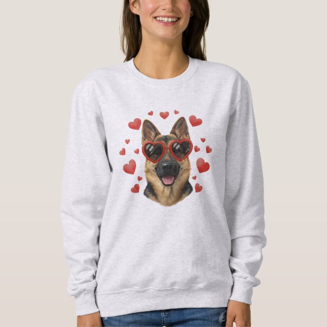 Camiseta German Shepherd Valentine Oil Painting Dog Portrai (Frente)