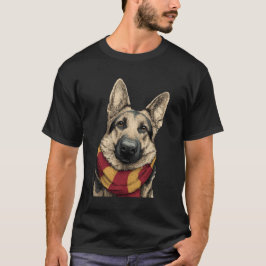 Camiseta German shepherd Vestindo um Scarf