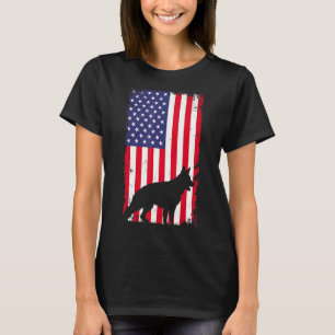 Camiseta German shepherd Vintage - Bandeira Americana 4th O