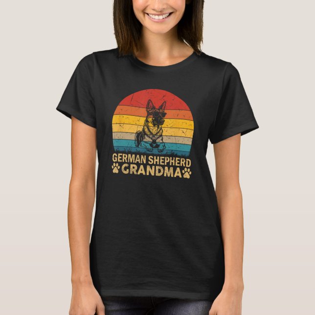 Camiseta German shepherd Vovó Cachorro Presente Para Mulher (Frente)