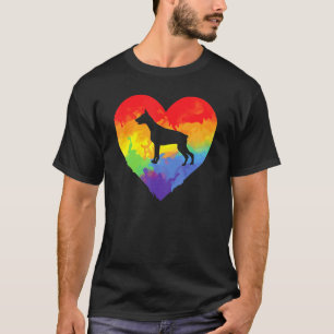 Camiseta German shepherd Watercolor Rainbow Heart For Germa