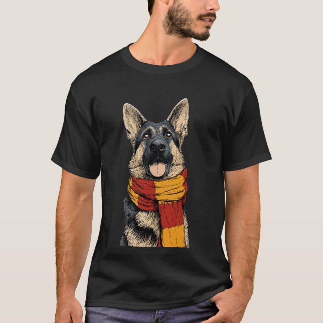 Camiseta German Shepherd Wearing a Scarf (Frente)