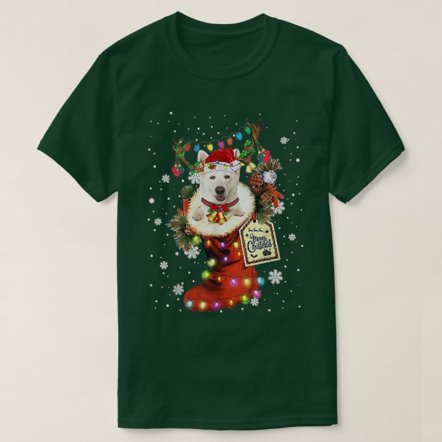 Camiseta German shepherd Xmas Boot Christmas Sock Winter Sn (Frente do Design)