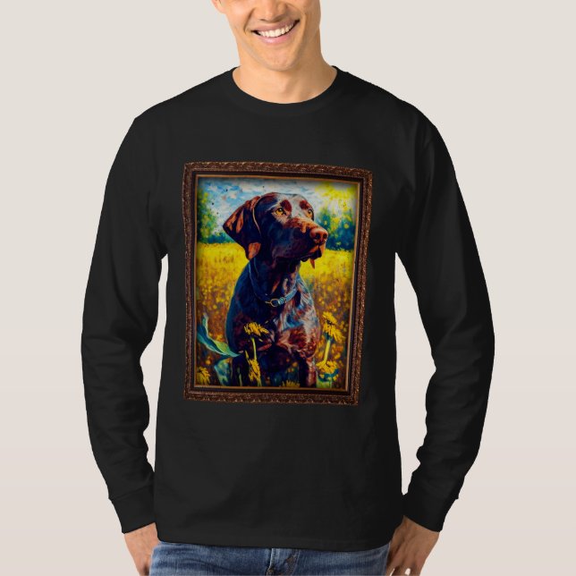Camiseta German Shorthaired Pointer Painting Sunflower Flow (Frente)