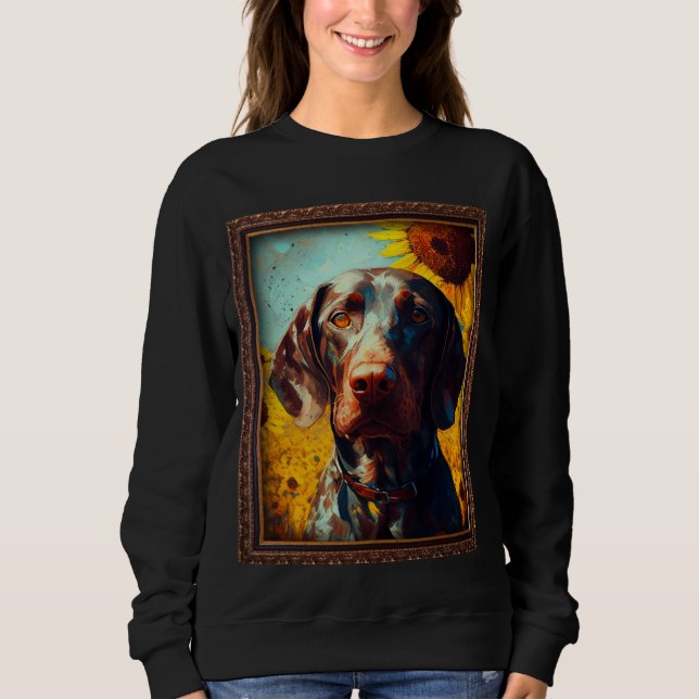 Camiseta German Shorthaired Pointer Painting Sunflower Flow (Frente)