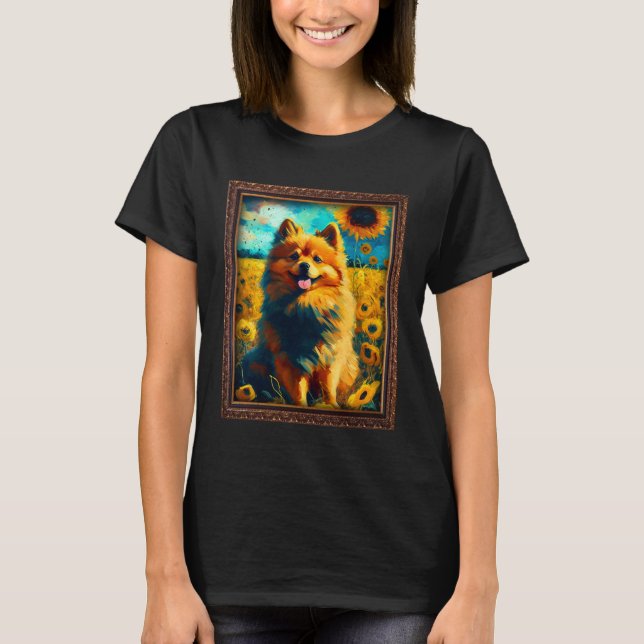 Camiseta German Spitz Painting Sunflower Flower Mom Women F (Frente)