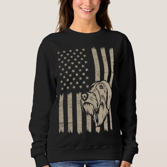 Camiseta German Wirehaired Pointer American USA Flag (Frente)