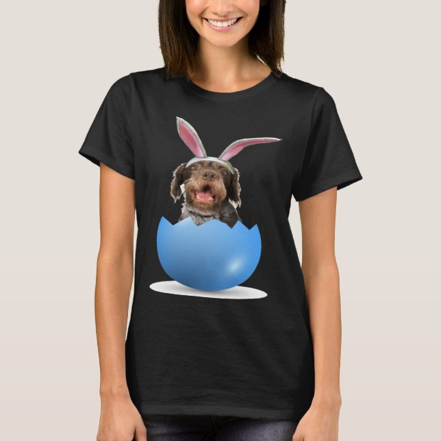 Camiseta German Wirehaired Pointer Dog Easter Bunny Egg Hun (Frente)