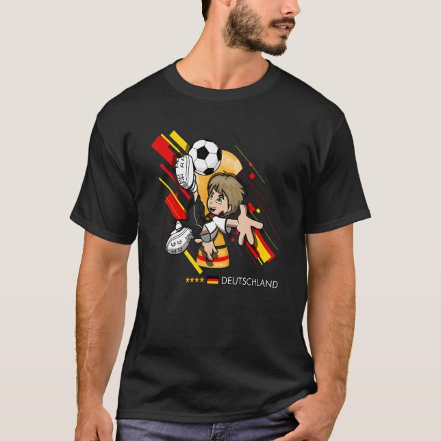 Camiseta Germany Flag Kids Playing Soccer Goal Dabbing (Frente)