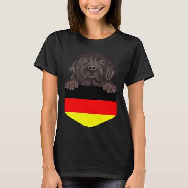 Camiseta Germany Flag Newfoundland Dog In Pocket (Frente)