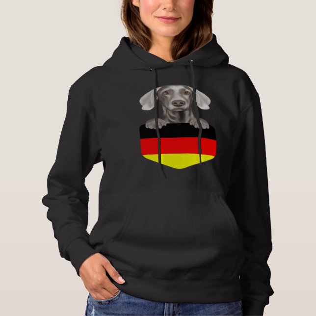 Camiseta Germany Flag Weimaraner Dog In Pocket (Frente)