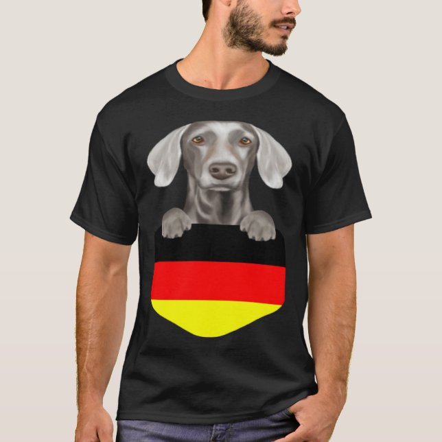 Camiseta Germany Flag Weimaraner Dog In Pocket (Frente)