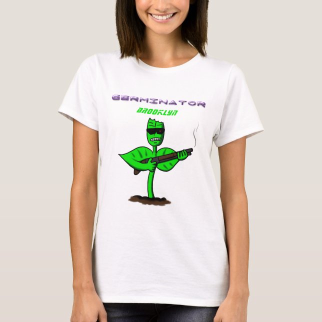 Camiseta Germinador cyborg planta engraçada desenho animado (Frente)